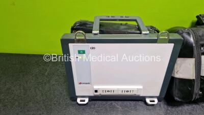 GS Corpuls3 Slim Defibrillator Ref : 04301 (Powers Up) with Corpuls Patient Box Ref : 04200 (Powers Up) with Pacer, Oximetry, ECG-D, ECG-M, CO2, CPR, NIBP and Printer Options, 4 and 6 Lead ECG Leads, CO2 Cable, CPR Sensor, Hose, Cuff, 3 x Li-ion Batteries - 8