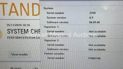 Maquet Flow-i Anaesthesia Machine System Version 4.9 Software Version 04.09.00 with Hoses (Powers Up) *S/N 2250* - 3