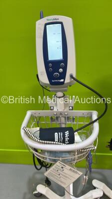 4 x Welch Allyn SPOT Vital Signs Monitors on Stands with Selection of Cables (All Power Up) - 2