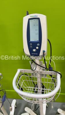 4 x Welch Allyn SPOT Vital Signs Monitors on Stands with Selection of Cables (All Power Up) - 3