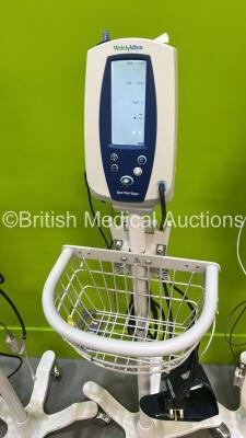 4 x Welch Allyn SPOT Vital Signs Monitors on Stands with Selection of Cables (All Power Up) - 4