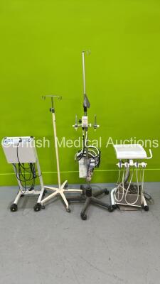 MIxed Lot Including Regulator on Stand with Hose, DCI Dental Delivery Unit, Drip Stand and 1 x ERBE Erbokryo CA Unit on Stand with Footswitch (Powers Up)