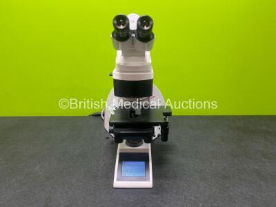 Leica DM4000 B Bench Binocular Microscope (Powers Up) with 2 x HC PLAN s 10x 22 M Eyepieces