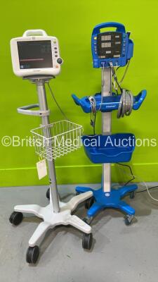 1 x GE Dash 3000 Monitor on Stand (Powers Up) and 1 x GE Dinamap ProCare Monitor on Stand (Powers Up - Missing Screen Cover) *2019205-001 / SBG06172177GA*