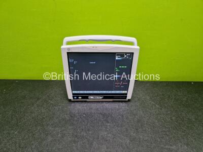 GE Type B450-01 Carescape Touch Screen Patient Monitor *Mfd 2016* with 2 x Li-ion Batteries (Powers Up) and GE Patient Data Module Ref 2016793-002 Including ECG, Temp/CO, P1/P3, P2/P4, SpO2 and NIBP Options *Mfd - 2015* (Powers Up)