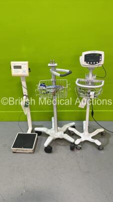 Mixed Lot Including 1 x Welch Allyn 53N00 Monitor on Stand with Power Supply (Powers Up - E41) 1 x Marsden Standing Scale and 1 x Roll Stand