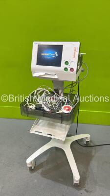 Sonicaid Team 3I Fetal Monitor with 2 x Transducers (2 x Toco) Finger Trigger and SpO2 Cable on Stand (Powers Up)