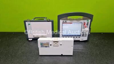 GS Corpuls3 Slim Defibrillator Ref : 04301 (Powers Up) with Corpuls Patient Box Ref : 04200 (Powers Up) with Pacer, Oximetry, ECG-D, ECG-M, CO2, CPR, NIBP and Printer Options with 4 and 6 Lead ECG Leads, CO2 Cable , SpO2 Cable, TG-121T Cable, 3 x Li-ion - 5