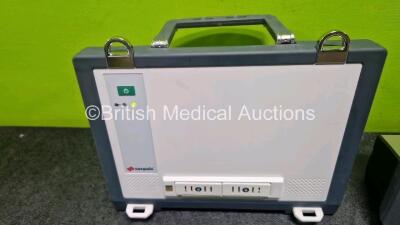 GS Corpuls3 Slim Defibrillator Ref : 04301 (Powers Up) with Corpuls Patient Box Ref : 04200 (Powers Up) with Pacer, Oximetry, ECG-D, ECG-M, CO2, CPR, NIBP and Printer Options with 4 and 6 Lead ECG Leads, CO2 Cable , SpO2 Cable, TG-121T Cable, 3 x Li-ion - 7