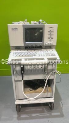 Acuson 128XP/10 Computed Sonography System *S/N 16907* with 4 x Transducers / Probes (L382 / L7 / V4 and V5) and Footswitch (No Power - HDD REMOVED)