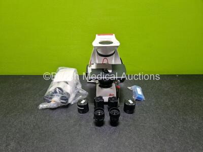 Leica DM750 Benchtop Microscope (Powers Up) with 2 x HCPLAN 10x/20 Eyepieces and 1 x 20x/0.40 PH1 Optic