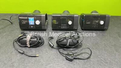 3 x ResMed Airsense 10 Elite CPAPS with 3 x Power Supplies (All Power Up with 1 x Missing Humidifier) *SN 23202796889 / 23211636154 / 23211485071*