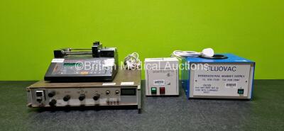 Job Lot Including 1 x Harvard PHD 2000 Infusion Unit, 1 x Unknown Unit (Damaged Casing - See Photo), 1 x Satelec Sterile Quartz Unit and 1 x Fluovac Anesthetic Scavenging Unit *Asset No 17544 / 17590 / 17582 / 17550* *26/11*