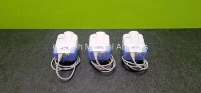 3 x Philips Microstream 2 Micropod etCO2 Sensor Capnography Units (1 x Damaged Casing - See Photo) *SN S133500165 / S133500184 / S133500192*