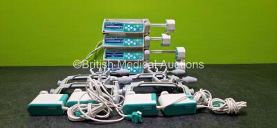 Job Lot Including 4 x B.Braun Perfusor Space Syringe Pumps (All Power Up) with 4 x Pole Clamps and 4 x Power Supplies (All Untested) *SN 40810 / 178067 / 177905 / 177926*