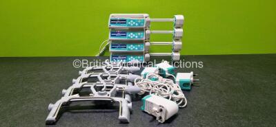 Job Lot Including 4 x B.Braun Perfusor Space Syringe Pumps (All Power Up) with 4 x Pole Clamps and 4 x Power Supplies (All Untested) *SN 10152 / 252783 / 177939 / 178160*