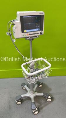 Edan iM50 Patient Monitor *Mfd 2020* on Stand with ECG, SPO2, CO2, IBP1, IBP2, T1 and T2 Options, iCARB CO2 Module and Various Leads (Powers Up - Some Missing Casing - See Photo) *360069-M20407160060*