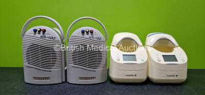 Mixed Lot Including 2 x Medela Warming Units (Untested Due to No Power Cord and Both Cracked Casings - See Photos) and 2 x Chiayo WA100 Portable Wireless Amplifiers (Both No Power - Suspected Flat Batteries)