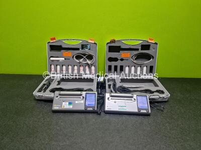 2 x Carefusion Microlab Spirometers (Both Power Up) in Case with Accessories and Power Supplies