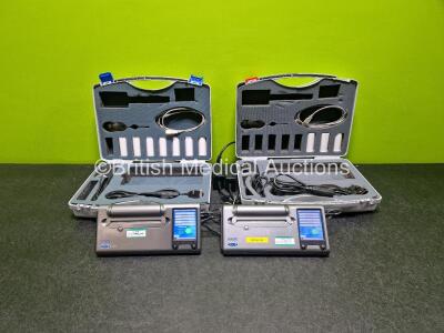 2 x Viasys Microlab Spirometers (Both Power Up) in Case with Accessories and Power Supplies