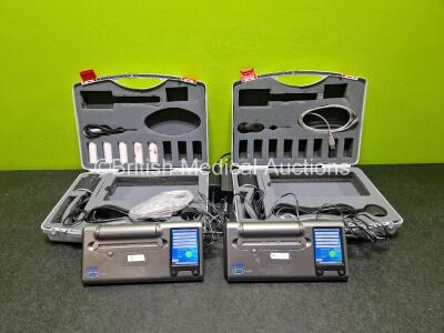 2 x Viasys Microlab Spirometers (Both Power Up) in Case with Accessories and Power Supplies