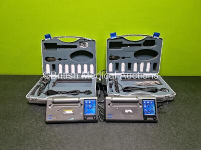 2 x Viasys Microlab Spirometers (Both Power Up) in Case with Accessories and Power Supplies