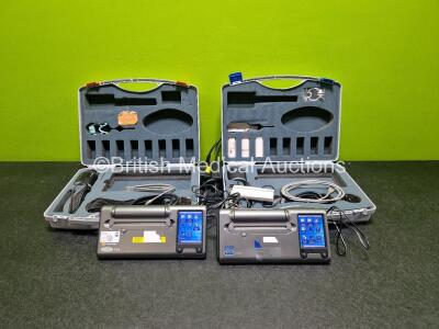 2 x Viasys Microlab Spirometers (Both Power Up) in Case with Accessories and Power Supplies