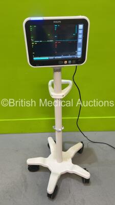 Philips Effcia CM120 Patient Monitor on Stand with T1, T2, ECG, SPO2 and NIBP Options (Powers Up - Mark to Screen) *S/N CN62630499*