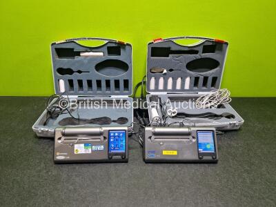 2 x Viasys Microlab Spirometers (Both Power Up) in Case with Accessories and Power Supplies