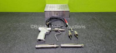 Job Lot Including 1 x Hall MicroChoice Wire Driver & Fixation Drill 5020-027 Handpiece in Case with 1 x Wire Driver 5020-028 Attachment, 1 x Jacob Chuck 5020-030 Attachment, 1 x Drill 5020-029 Attachment, 1 x Jacobs Key and 1 x Conmed Ref MC5057 Cable, 1 