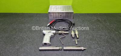 Job Lot Including 1 x Hall MicroChoice Wire Driver & Fixation Drill 5020-027 Handpiece in Case with 1 x Wire Driver 5020-028 Attachment, 1 x Jacob Chuck 5020-030 Attachment, 1 x Drill 5020-029 Attachment, 1 x Jacobs Key and 1 x Conmed Ref MC5057 Cable, 1 