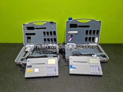 2 x Viasys Microlab Spirometers (Both Power Up) in Case with Accessories and Power Supplies