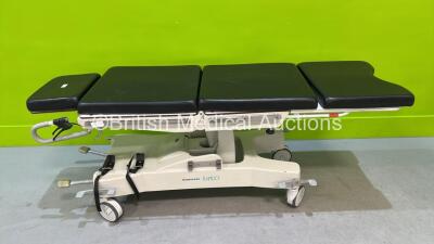 Merivaara Rapido Patient Trolley with Cushions (Hydraulics Tested Working)