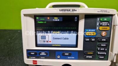 2 x Physio Control Lifepak 20e Defibrillators / Monitors *Mfd - 2013 / 2015 (Both Power Up Both 1 x with Damage - See Photo) Including Pacer, ECG and Printer Options *SN 42310748 / 41178404* - 2