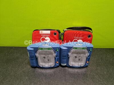 2 x Philips Heartstart HS1 Defibrillators (Both Power Up) In Carry Case with 2 x LiMnO2 M5070A Batteries *Install Before 2026 / 2026*