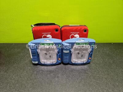 2 x Philips Heartstart HS1 Defibrillators (Both Power Up with Stock Battery Stock Battery Not Included) In Carry Case