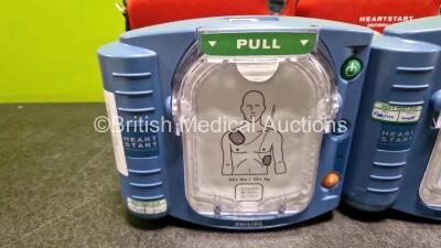 2 x Philips Heartstart HS1 Defibrillators (Both Power Up with Stock Battery Stock Battery Not Included) In Carry Case - 2