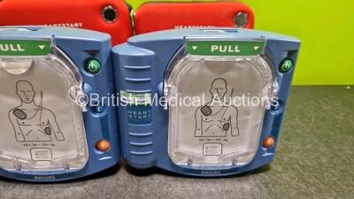 2 x Philips Heartstart HS1 Defibrillators (Both Power Up with Stock Battery Stock Battery Not Included) In Carry Case - 3