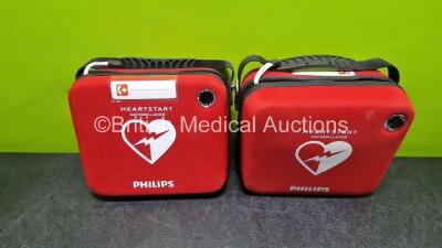 2 x Philips Heartstart HS1 Defibrillators (Both Power Up with Stock Battery Stock Battery Not Included) In Carry Case - 4