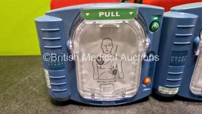 2 x Philips Heartstart HS1 Defibrillators (Both Power Up with Stock Battery Stock Battery Not Included) In Carry Case - 2