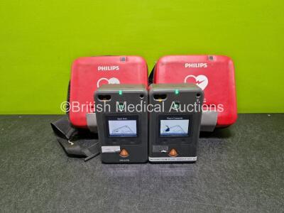 2 x Philips Heartstart FR3 Defibrillators (Both Power Up) in Case with 2 x LiMnO2 Batteries *Install Before 2027 / 2026* **SN C18G01323 / C17100267**