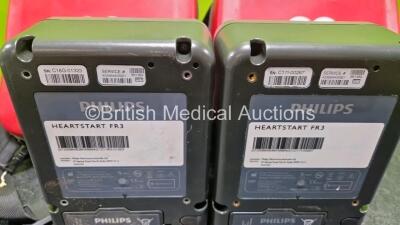 2 x Philips Heartstart FR3 Defibrillators (Both Power Up) in Case with 2 x LiMnO2 Batteries *Install Before 2027 / 2026* **SN C18G01323 / C17100267** - 5