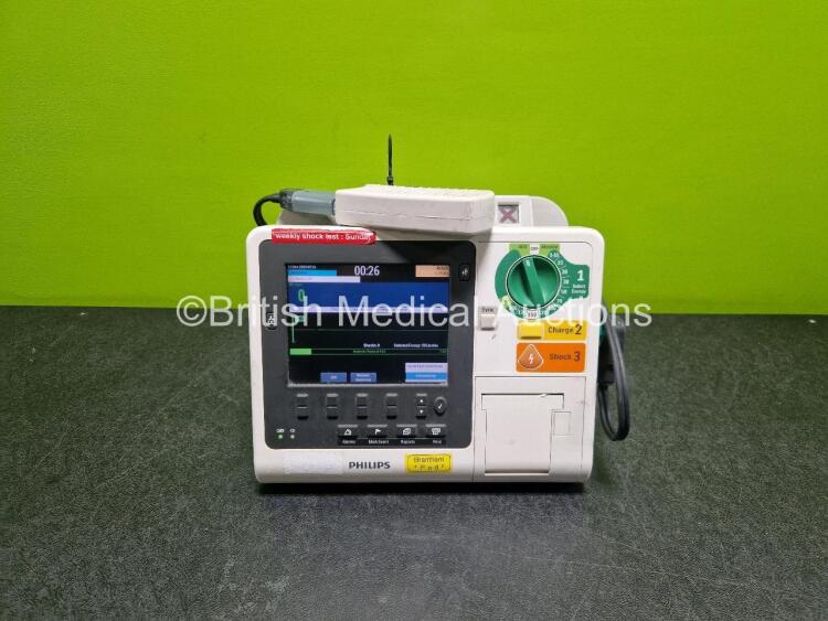 Philips Heartstart XL+ Defibrillator (Powers Up) Including Pacer, CO2 and Printer options with Paddle Lead, Li-ion Battery and M3725A Test Load *SN US91516220*