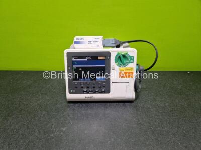 Philips Heartstart XL+ Defibrillator (Powers Up) Including Pacer, ECG and Printer options with Paddle Lead, Li-ion Battery and M3725A Test Load *SN US01100241*