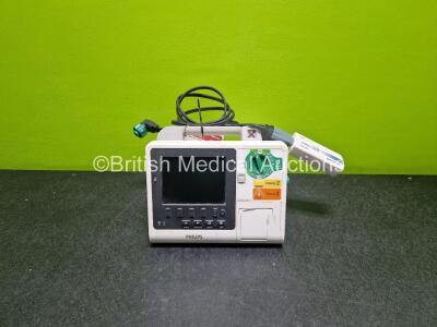 Philips Heartstart XL+ Defibrillator (Draws Power) Including Pacer, ECG and Printer options with Paddle Lead, Li-ion Battery and M3725A Test Load *SN US61305764*