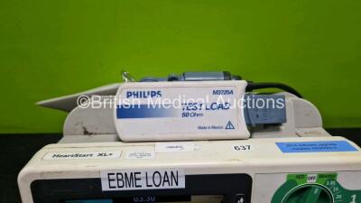 Philips Heartstart XL+ Defibrillator (Powers Up) Including Pacer, ECG and Printer options with Paddle Lead, Li-ion Battery and M3725A Test Load *SN US61305765* - 3