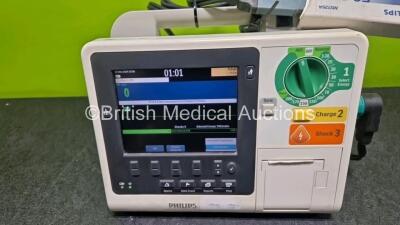 Philips Heartstart XL+ Defibrillator (Powers Up) Including Pacer, ECG and Printer options with Paddle Lead, Li-ion Battery and M3725A Test Load - 2