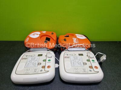 2 x CU Medical Systems Inc iPAD Intelligent Public Access Defibrillators (Both Suspected Flat Battery ) in Case with 2 x Flat LimNo2 Batteries *SN G1N20Y0231 / G1N20Y0502*