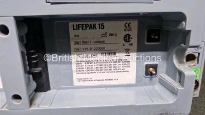 Medtronic Physio-Control Lifepak 15 12-Lead Monitor / Defibrillator *Mfd - 2010* Ref - 99577-000025, P/N - V15-2-000030 Including Pacer, Auxiliary Power, CO2, SPO2, NIBP, ECG and Printer Options (No Power Damaged / Missing Casing, Spares and Repairs) *SN - 5