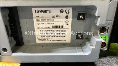 Medtronic Physio-Control 12-Lead Lifepak 15 Monitor / Defibrillator *Mfd - 2014* Ref - 99577-000656, P/N - V15-2-001003, Software Version - 3306808-007 with Pacer, CO2, SPO2, NIBP, ECG and Auxiliary Power Options and 2 x Flat Li-Ion Batteries (Powers Up a - 6